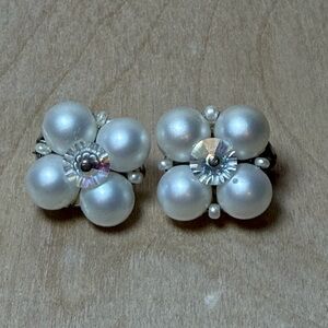 Elegant Pearl Flower clip‎ on Earrings